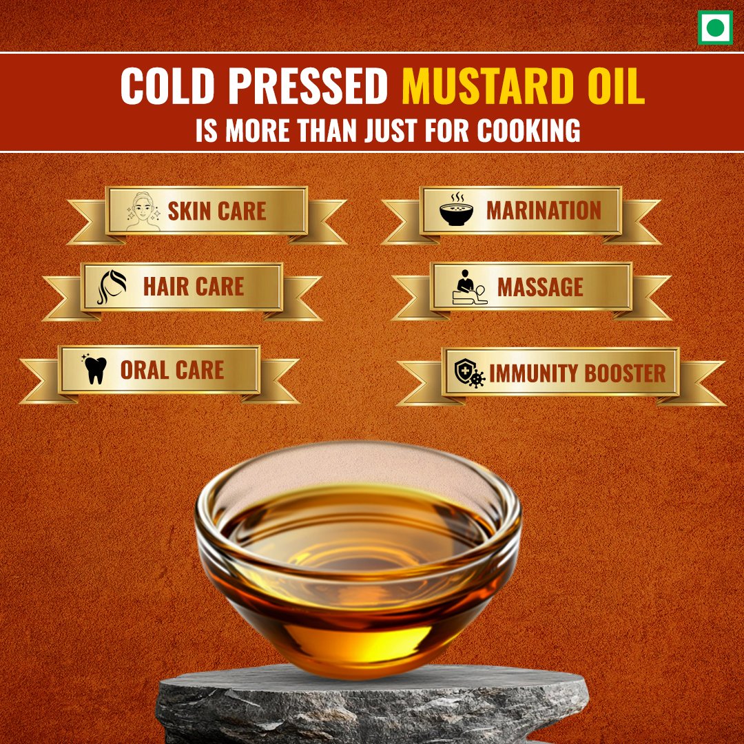BanshiVaidik Cold Pressed Mustard Oil (1 L) | 100% Pure Kachi Ghani | Omega-3 Rich | FSSAI Certified