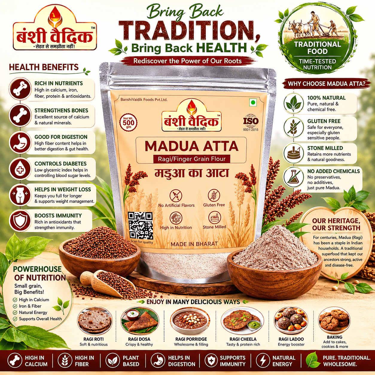 Madua Atta (Finger Millet / Ragi) 500Gm.