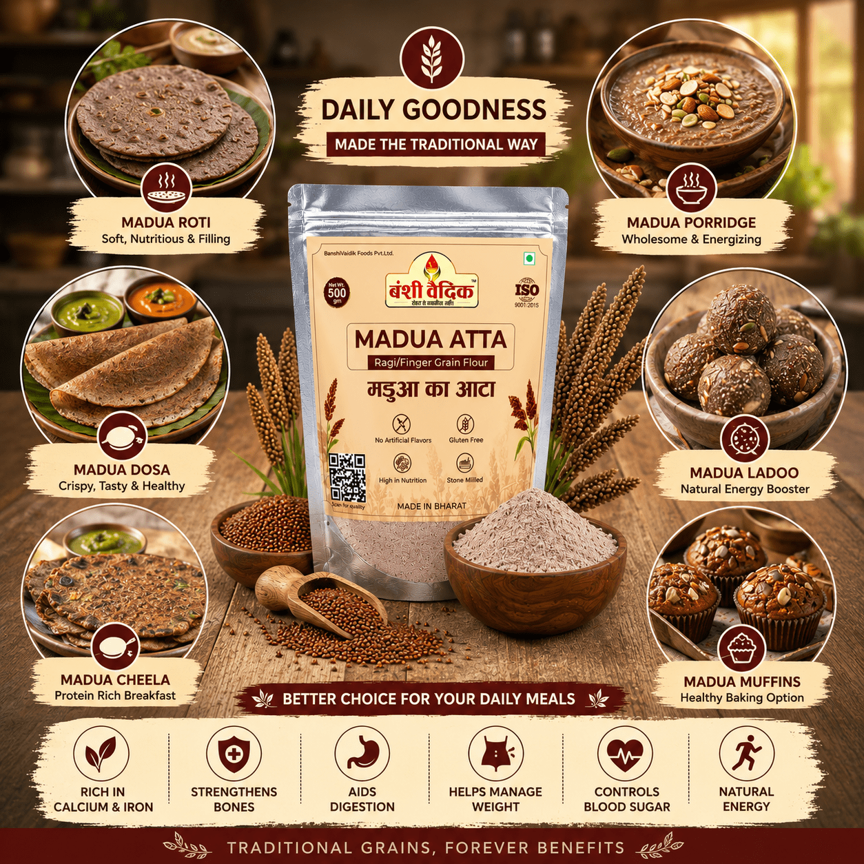 Madua Atta (Finger Millet / Ragi) 500Gm.