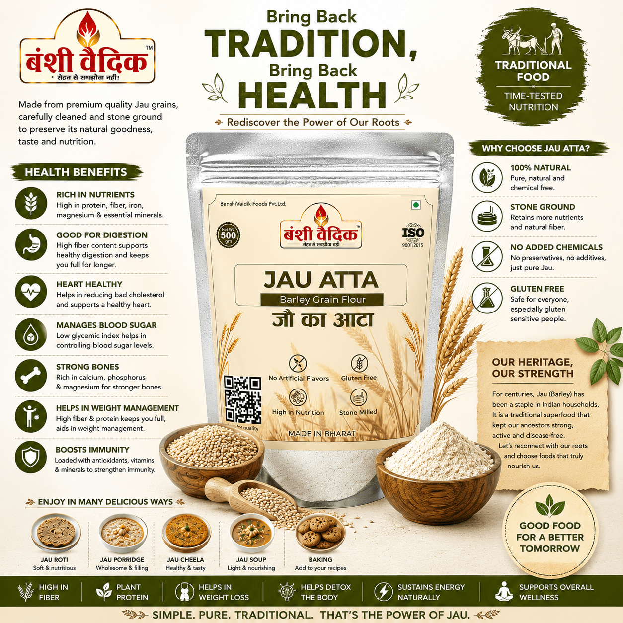 Jau Atta(Barley Flour) 500Gm.