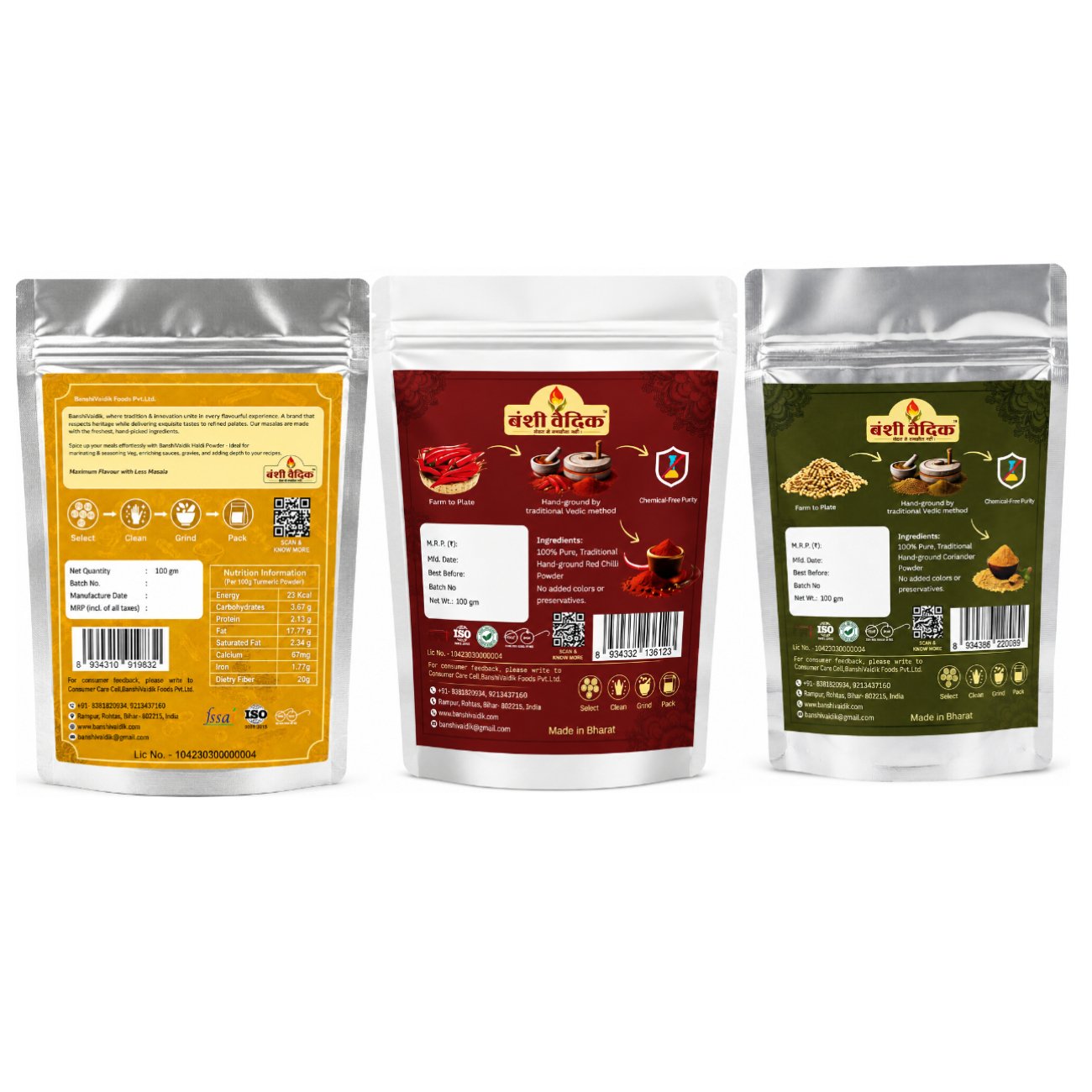 Spices ComboPack(Haldi+Dhaniya+Mircha) 300Gm. Pack