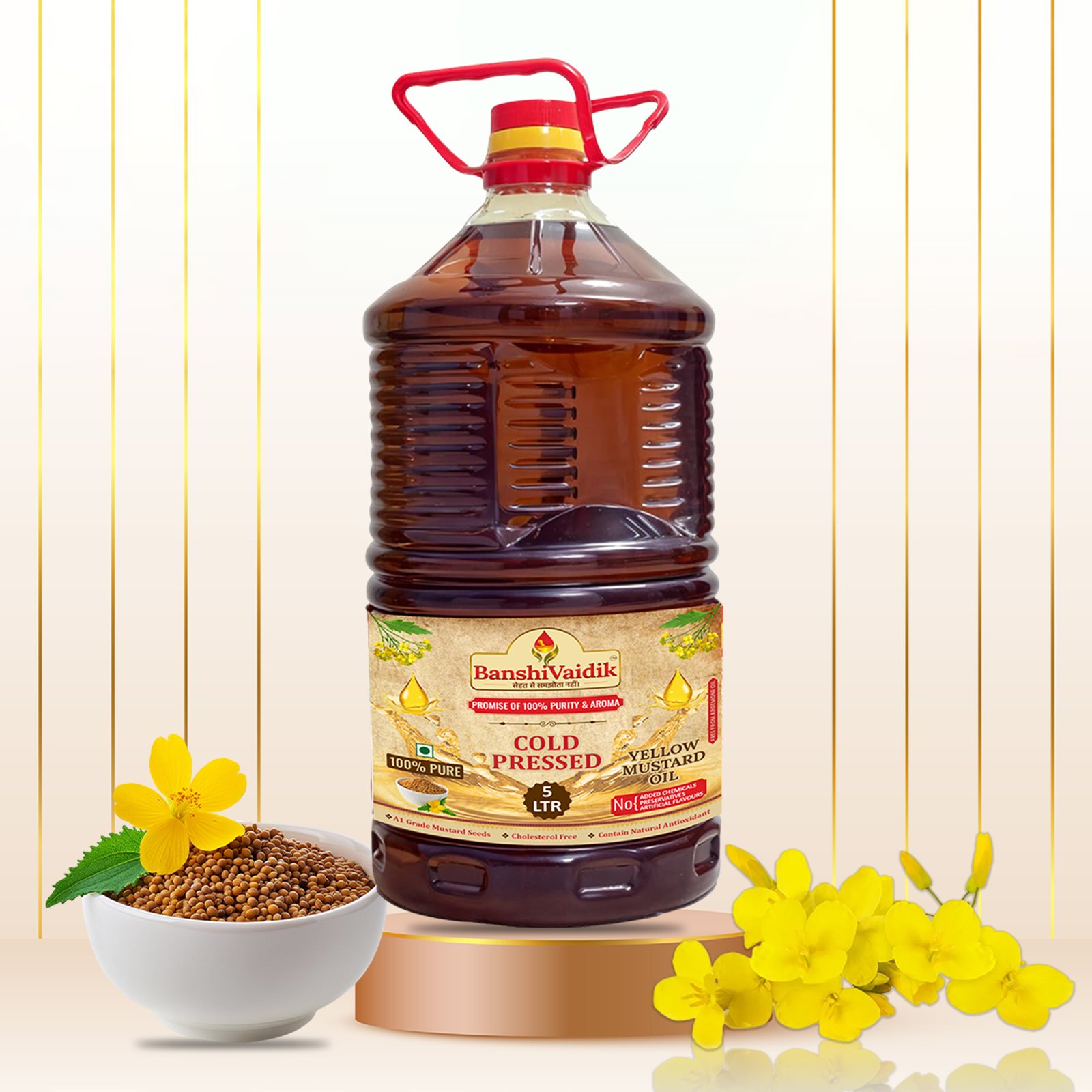 5Ltr. Cold Pressed Yellow Mustard Oil