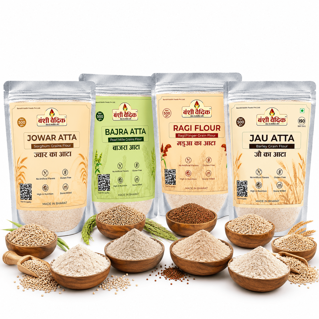 Millet Atta Combo | Jowar | Bajra | Jau | Madua (2Kg Combo)